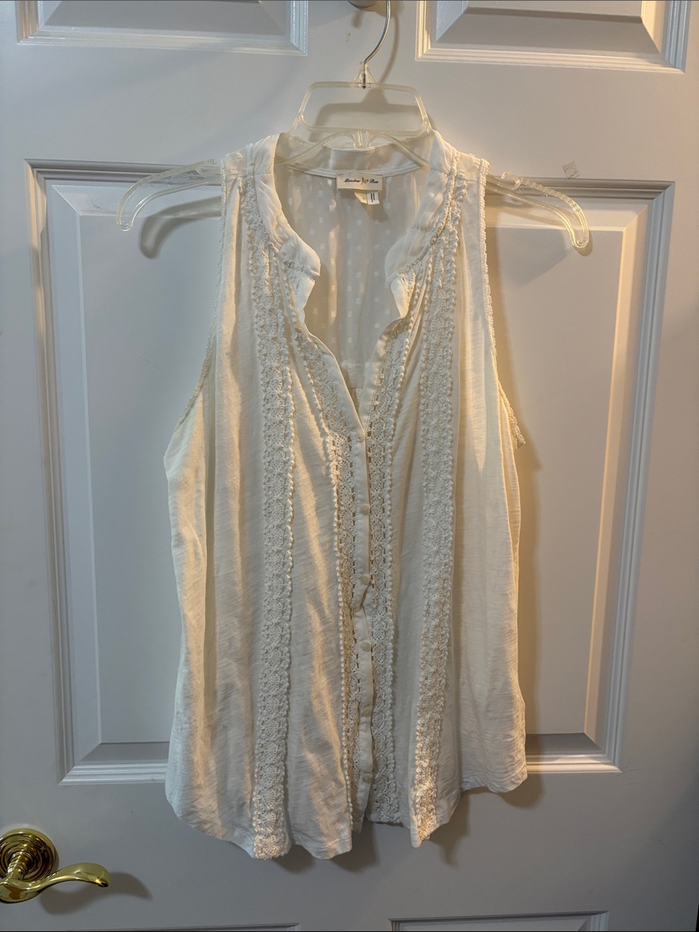 Meadow Rue Ivory Lace-Trim Sleeveless Tank